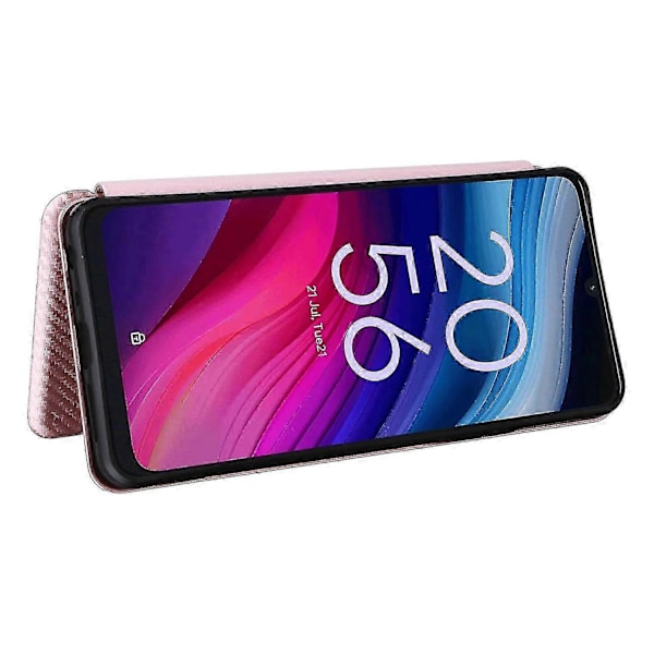 För TCL 505 Mobilskal Kolfibertextur Läder Magnetisk Stängning - WK[HK] Rose Gold