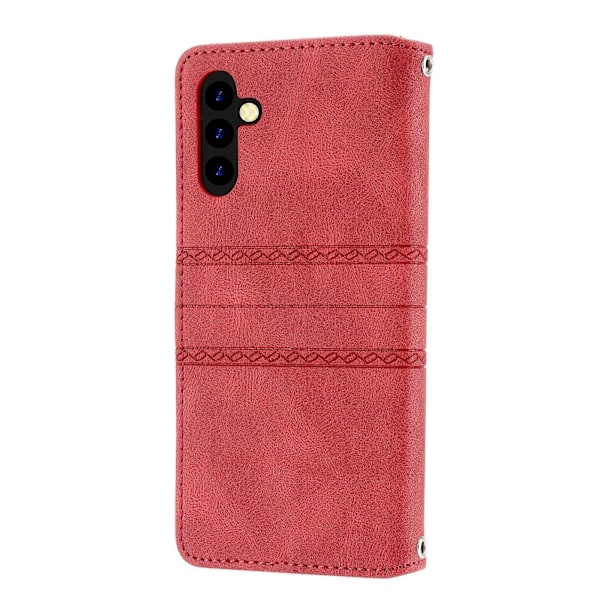 Kohokuvioitu nahkakotelo Samsung Galaxy A34 5G:lle [HK] Red