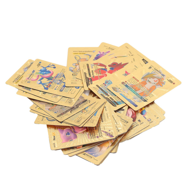 110 kpl kultafolio korttia Anime Cartoon vedenpitävä PVC Englanti Kulta Harvinaiset kortit lautapeliin [HK]