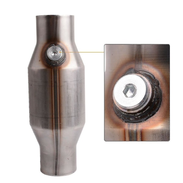 1 stk. 2,5 tommer Spun Universal Katalysator Høj Flow Rustfrit Stål 425250 Udstødningskatalysator[HK] Silver