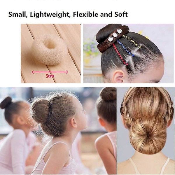Ekstra Lille Børne Hårknold Maker, 6-pak Mini Donut Styler (Lille 2\", Off-White)[HK]