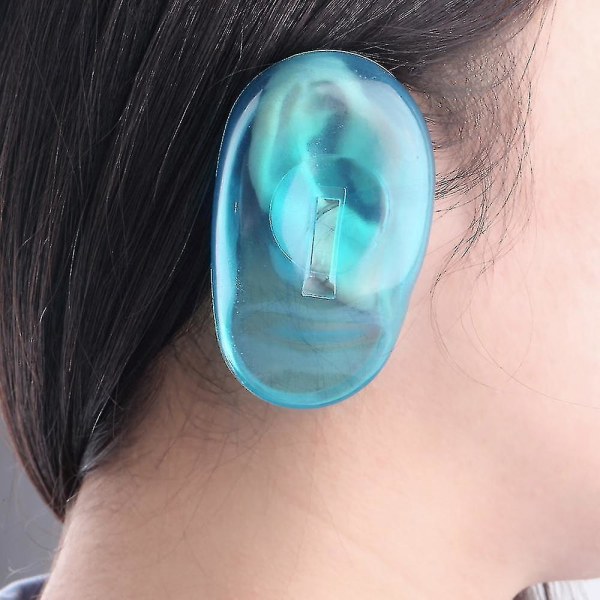 HKK 2stk Universal klar silikone ørebetræk Hårfarveskjold Beskyt Salonfarve Blå Beskyt ører mod farvestof Stylingtilbehør