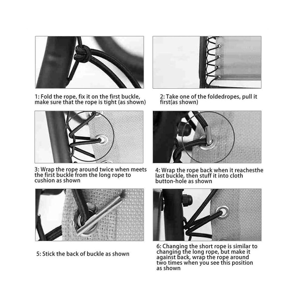 8 stk Elastic Camping Multistrand Dichotomanthes Rope Solstole Fastgørelse til hvilestole Stol Reparation([HK])