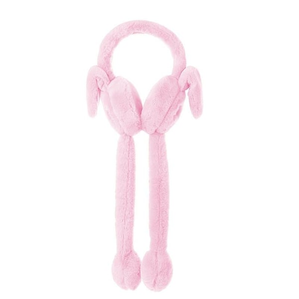Hoppande Öronmuffar Fin Plysch Köldtålig Kanindesign Vinter Varma Öronvärmare för Utomhusbruk[HK] Pink