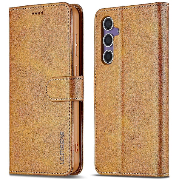 LC.IMEEKE For Samsung Galaxy S25 Deksel Kalveskinntekstur PU Lær Stativ Lommebok Telefondeksel - Grå[HK] Yellow Multicolor