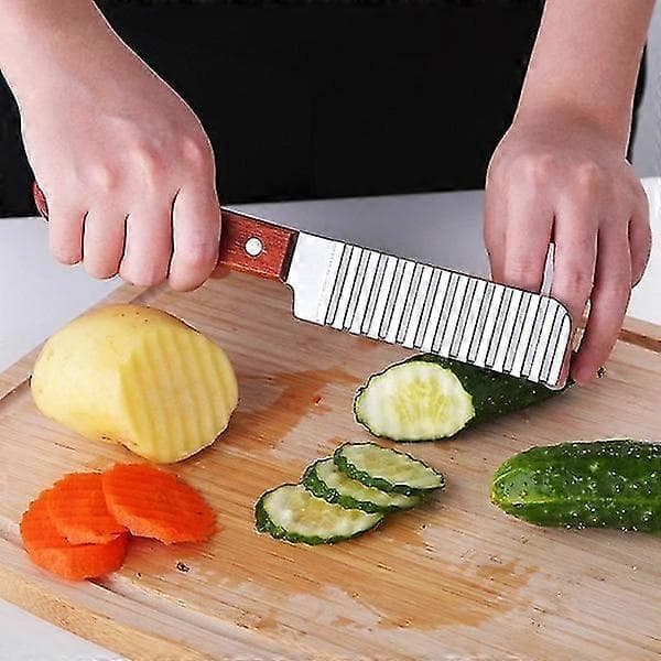 Vågig Pommes Frites Kniv Silver[HK]