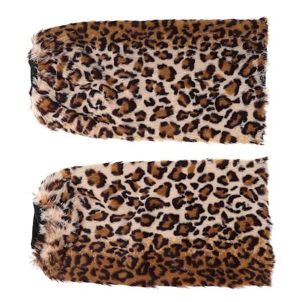40cm Fuskpäls Benvärmare Plysch Mode Lång Benvärmare Stövelmanschetter Skydd för Kvinnor Flickor (Leopardfärg)[HK] 37.00X20.00X6.00CM Leopard
