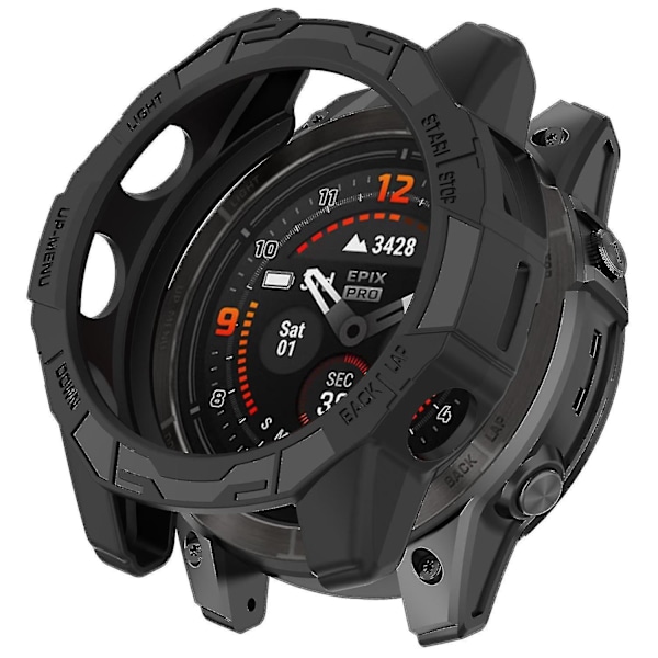 TPU Klokkeveske for Garmin Epix Pro (gen 2) 47mm/fenix 7 Pro/fenix 7, Anti-ripe Hul Deksel[HK] Black