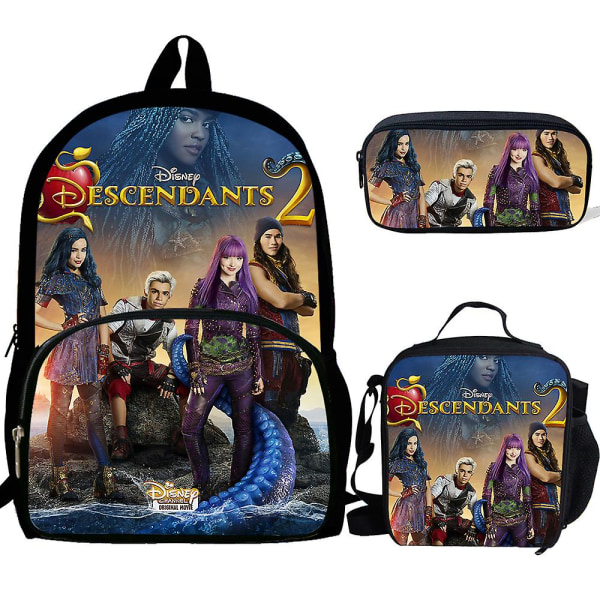 3 stk. Descendants 3 Rygsæk Piger Drenge Blyantsæske Skole Taske Anime Tegneserie Rygsæk Bærbar Computer Laptop Gave Til Børn[HK] only backpack2