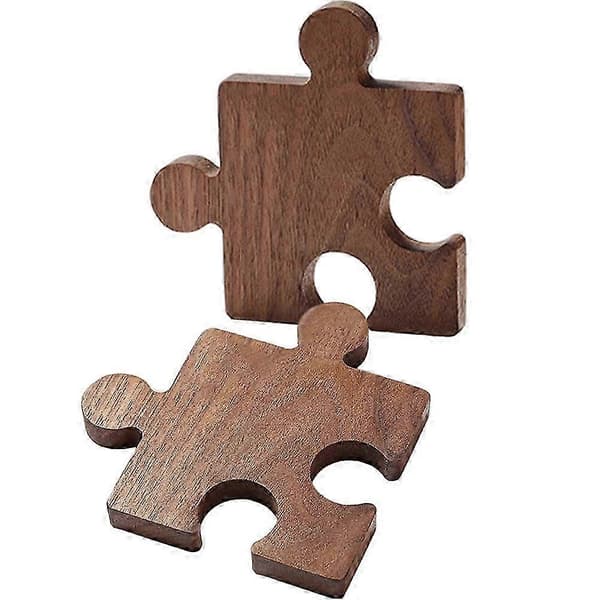 Isolerte tebrikker Jigsaw koppunderlag Bruk valnøttre 2 stk[HK] Coffee 10.00X10.00X1.00CM