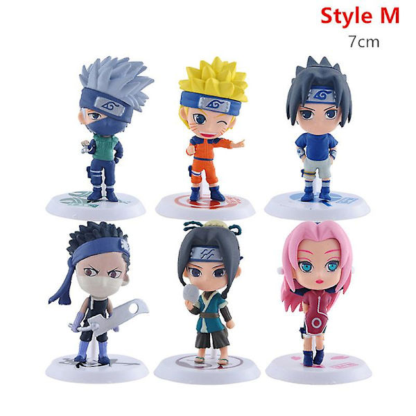 6 st/set Schack Naruto Sakura Actionfigurer Uchiha Gaara Kakashi Modell Pvc Anime Figurer För Dekoration Samling Presentleksaker[HK] style M opp bag