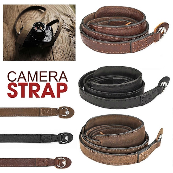 110 cm aitoa nahkaa oleva kamerahihna Leica, Fujifilm, Sony, Canon ja Nikon -kameroille - Saatavana useissa väreissä jy[HK] Brown