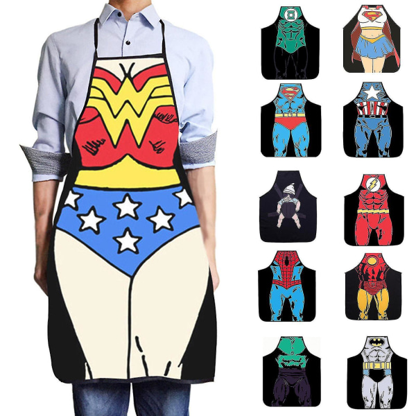 HK  Voksne Nyhed Print Madlavning Kok Apron Fest Middag Bbq Køkken Smæk Kjoler wonder woman