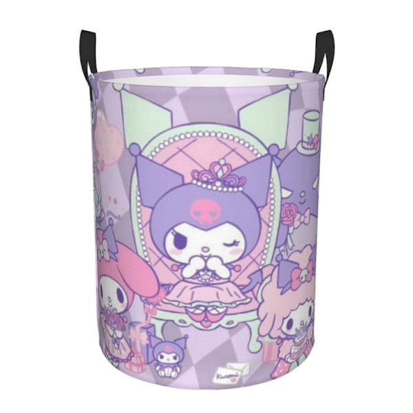 Kuromi &amp; My Melody Rund Vasketøjskurv Vasketøjskurv Opbevaringskurv Til Hjemmet Badeværelse Lille-SYS25262[HK] S