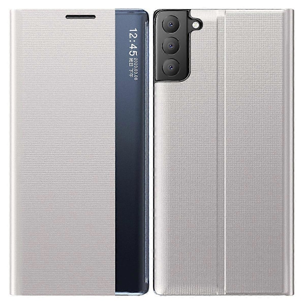 Til Samsung Galaxy S21 FE View Window Telefon Cover Anti-fald Læder Beskyttelses Skal med Stativ[HK] Multicolor Style B