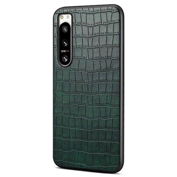 Skal för Sony Xperia 5 IV 5G Krokodiltextur Läder Anti-Repor Baksida [HK] Green