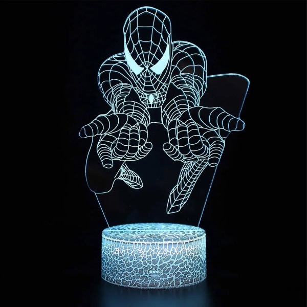 2024 Anime Character SpiderMan-lampa 3D LED-lampor Barn sovrumslampa LED-leksak Modell Dekoration Barngåva[HkkK] Blue 16 color with remote