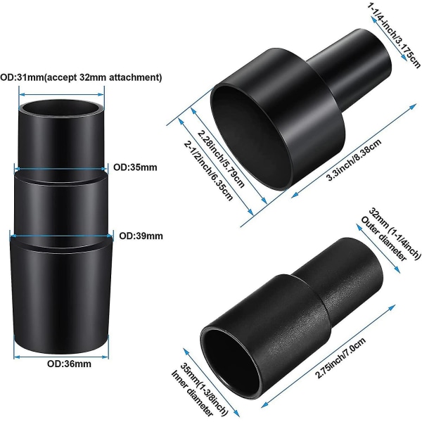 3 stk Universal Vakuum Våt Tørr Vakuum Konverter Reduser Tilbehør For Støvsuger Hy[HK]