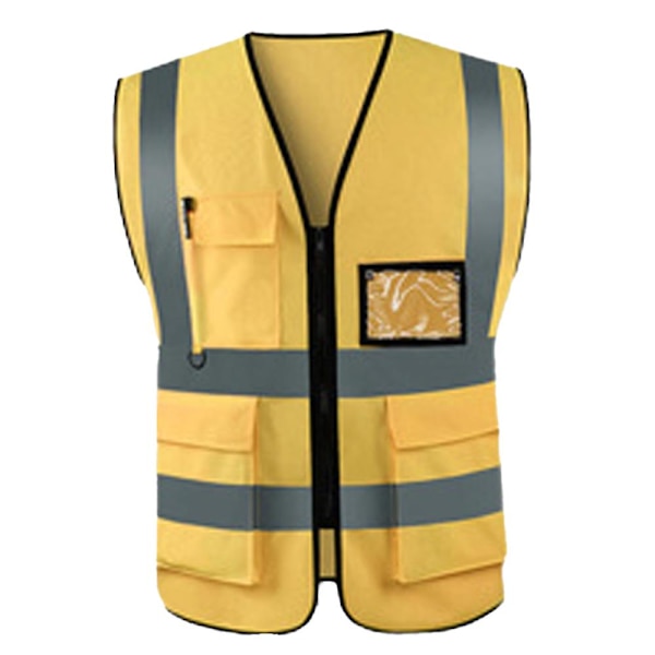 Hög synlighet Reflekterande Säkerhetsväst, Hög Synlighet Ljus Neon Färg Med 4 Reflekterande Remsor Fickor [HK] yellow