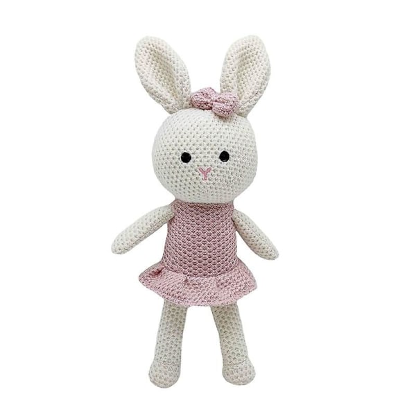 1 stk. Håndlavet kanin løve hæklet uld dukke skov dyr ugle udstoppet plys beroligende baby elg hæklet ræv sovende uld dukke[HK] 30cm pink bunny