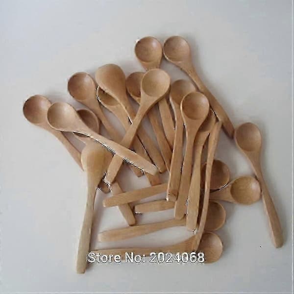 Omålad honungssked, tålig sked för Hot Pot[HK] Round headed bamboo