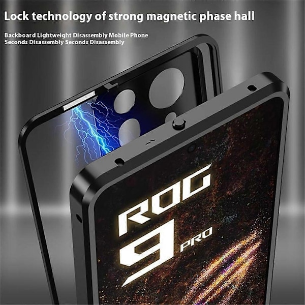 Asus ROG Phone 9 Pro 5G Phone 9 5G -puhelimen metallikehys karkaistu lasi takakuori liukuvalla [HK] Blue Multicolor