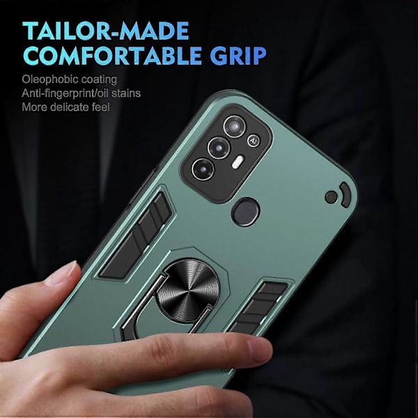 ZTE Blade A52 -kotelo PC+TPU panssaripuhelinkuori autotelineellä ja jalustalla [HK] Style C Multicolor