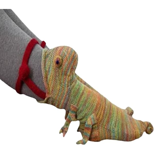 Unisex stickade strumpor, roliga 3D djurstrumpor, varma vinterstrumpor, söta stickade strumpor, djurformade strumpor (kameleont)[HK]