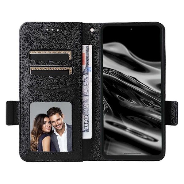 For XREAL Beam Pro Etui Litchi Tekstur PU Læder Wallet Flip Telefon Cover[HK] Black