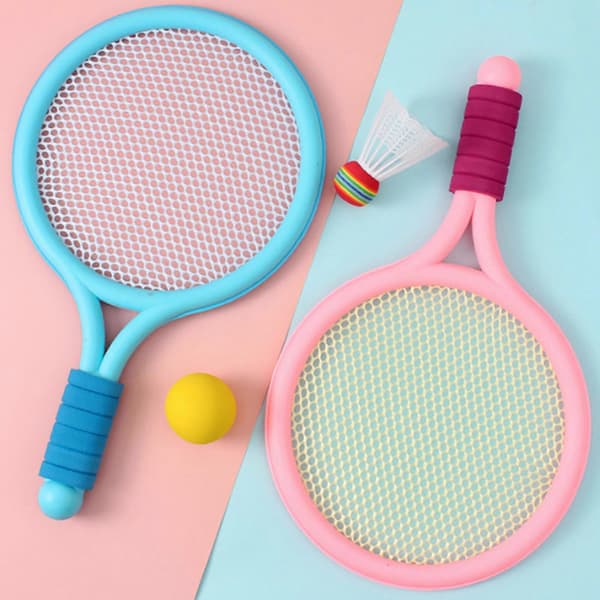 1 par badmintonketchere til børn, mini shuttlecocks bold sæt til børn inkluderer 2 ketchere 1 badminton til badmintonudstyr [HK] Blue