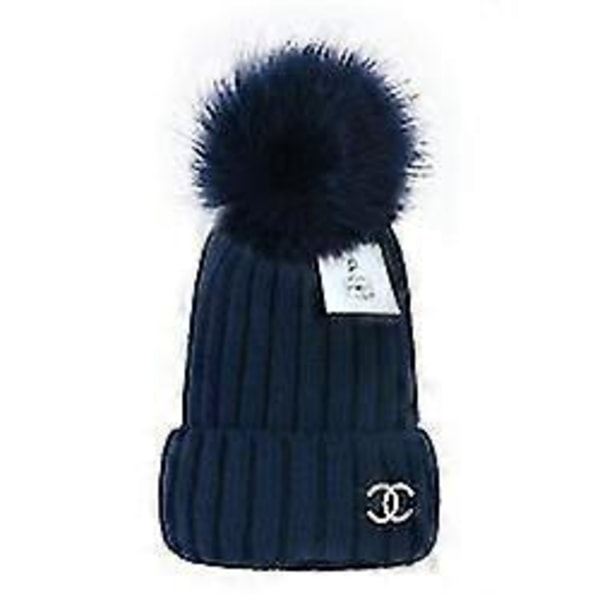 Den nya mångsidiga vintermössan i ull Varm ullmössa Stickad mössa i ullboll[HK] dark blue moncler Small label