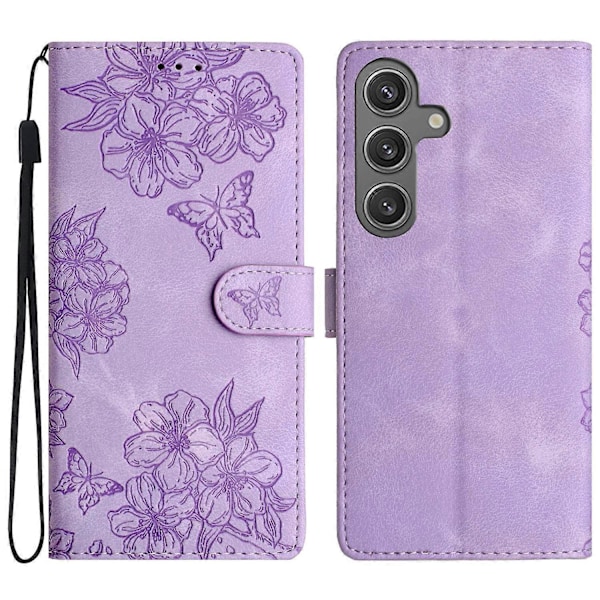 Til Samsung Galaxy S24 Mobiltelefon Cover Præget PU Læder Wallet Stand Anti-Drop Cover[HK] Style C Multicolor