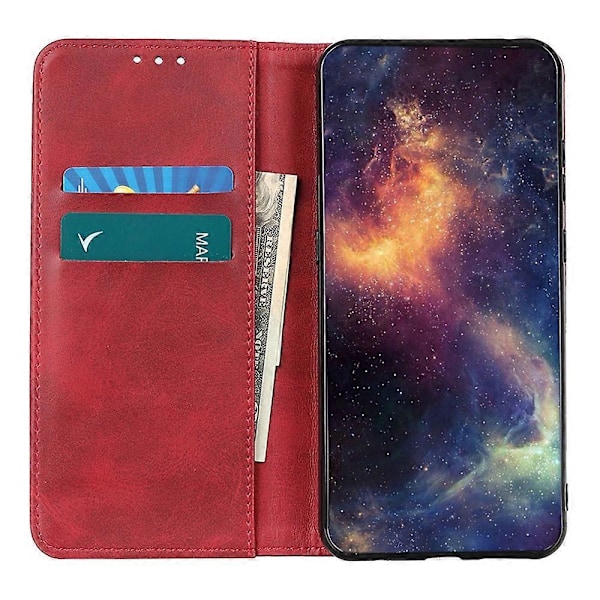 Til Motorola Edge 50 5G Etui Split Læder Flip Wallet Telefon Cover - Kaffe[HK] Multicolor Red