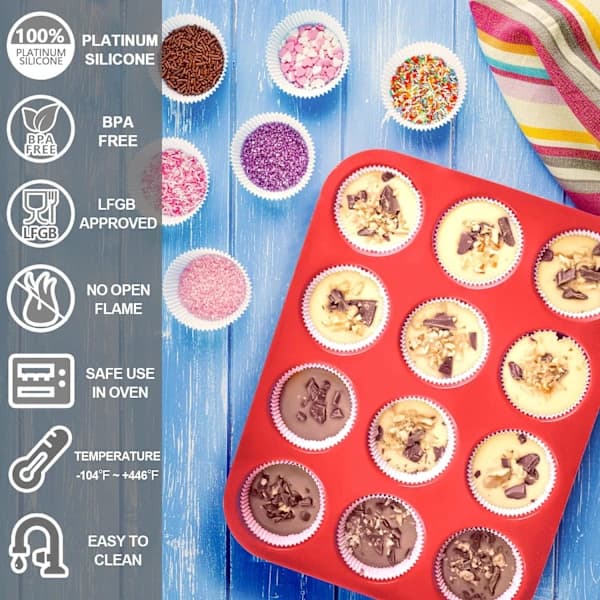 Muffinsform i silikon, 12-pack non-stick-koppar för bakning[HK]