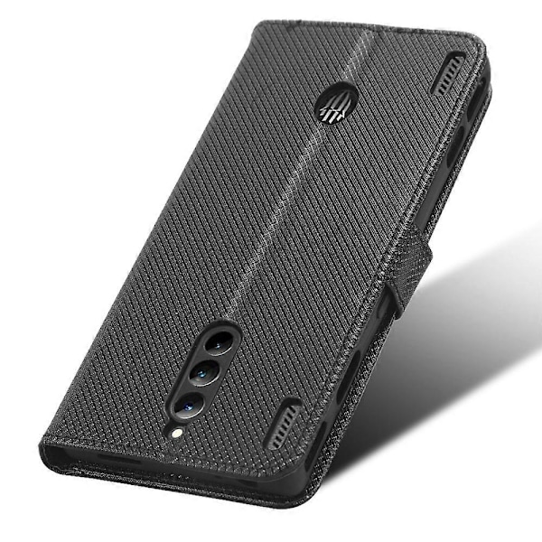 För ZTE nubia Red Magic 8 Pro+ 5G / Red Magic 8 Pro 5G Diamanttextur PU Läder Ställ Skydd Skal Flip Plånbok Telefonfodral[HK] Black