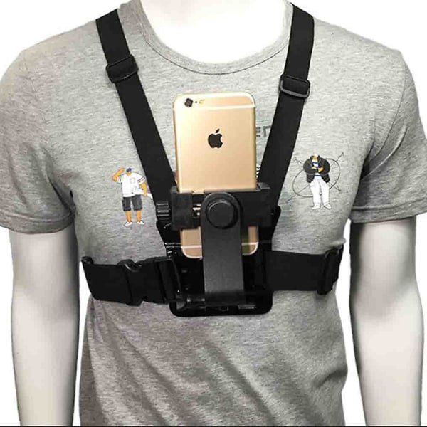 Mobiltelefon Selfie Bröstfäste Bröstselerem med mobiltelefonklämma för actionkamera Pov Gopro Samsung
