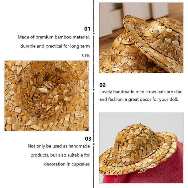 Mini Stråhat Dekoration til Håndværk 4 stk DIY Mini Håndstrikkede Hatte[HK]