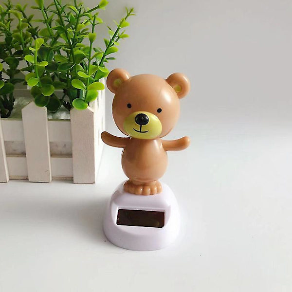 Aurinkoinen sarjakuvahahmo koriste autokojelautaan dynaaminen tanssi eläin pöytäkoriste kotiin työpöydälle toimistoon[HkkK] Beige Bear