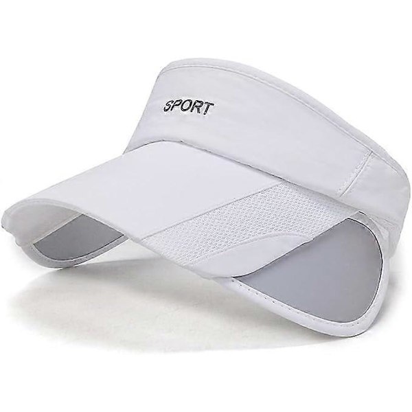 Solskjerm med uttrekkbar bred brem, Unisex solskjermhatt, Strandhatt for tennis/golf/strand, UV-beskyttelse grå[HK] white