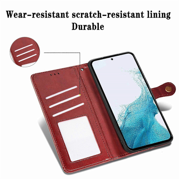 För Samsung Galaxy A56 5G Fodral Läder Plånboksfodral med Ställ och Handledsrem - Grön[HK] Red Multicolor