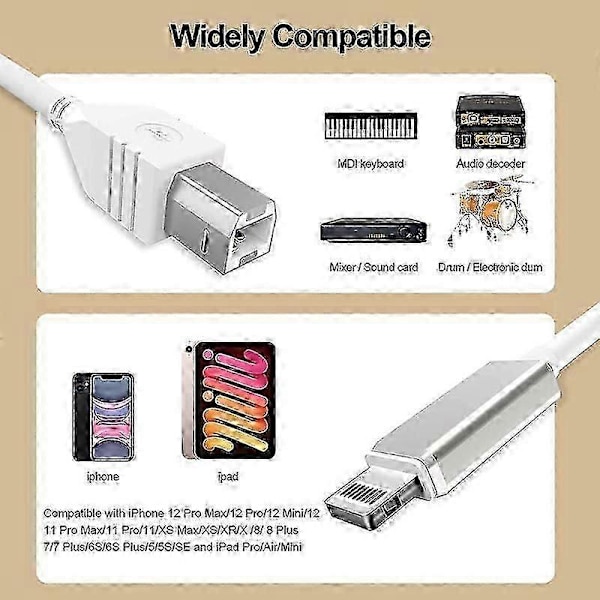 1m 8-pinners til USB-B MIDI-kabel for iPad / iPhone[HK]