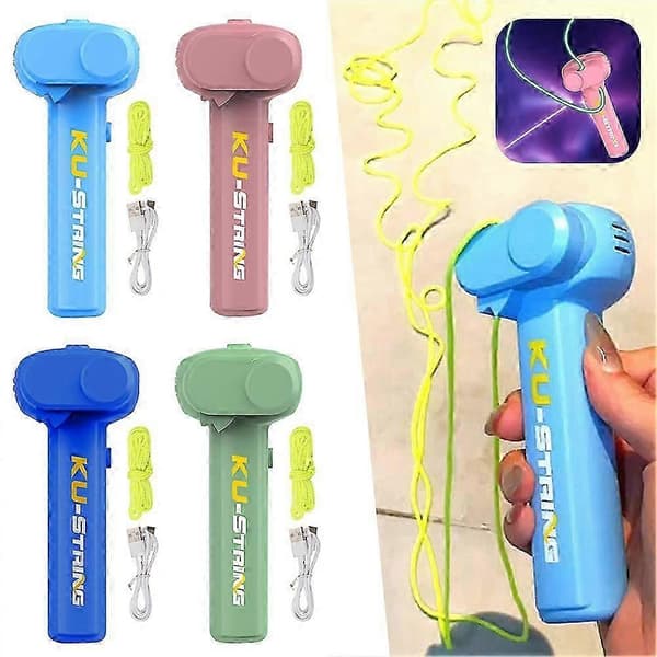 Glow-in-the-dark String Shooter Legetøj USB Genopladelig Elektrisk Rebpropel til Drenge Piger[HK] Blue A
