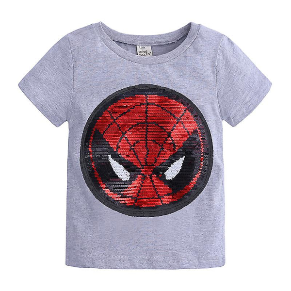 Lasten lyhythihainen T-paita Boy Spiderman T-paita Captain America's Shield Top baby Lasten kuviolliset vaihdettavat paidat[HK] Gray 100