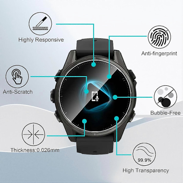 3 kpl Garmin Fenix 8 43mm Näytönsuoja HD Kirkas Kellon Näyttökalvo [HK]