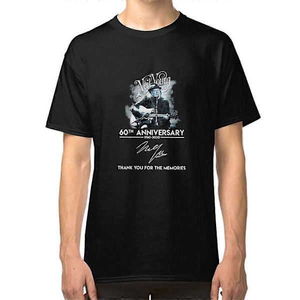 Neil Young 60 års jubilæum signatur tak for minderne T-shirt[HK] XL black