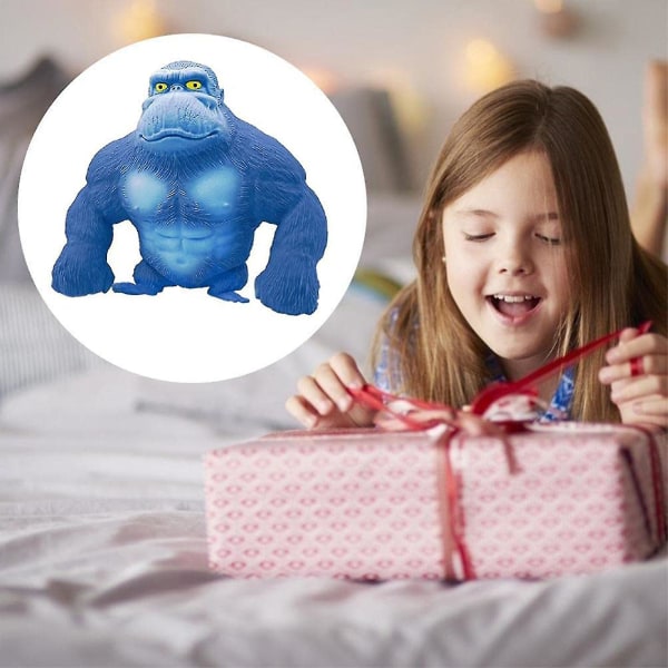 Pehmeä apina anime-figuuri lateksiapina gorilla lelu viidakkoeläin figuuri, aikuiset pehmeä gorilla stressilelu[HK] Blue