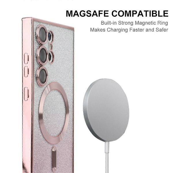 Samsung Galaxy S25 Ultra -kotelo TPU-suojus, MagSafe-yhteensopiva, glitterpaperilla [HK] Green