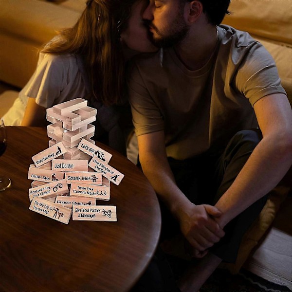 48 stk. Super Fræk Klods Tårn Spil Valentinsdag Par Voksne Nat Fest Spil [HK]