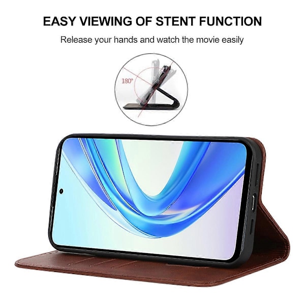 Magnetiskt Läderfodral För Honor X7b[HK] Brown