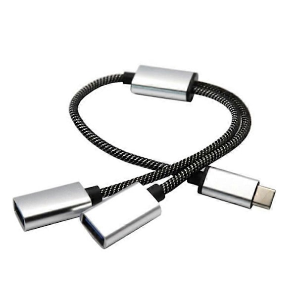 USB C til USB OTG Adapter Type C OTG Kabel USB C Hann til 2/3 USB 2.0 Hunn[HK] One for two